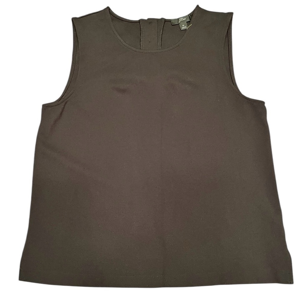 J. Crew Black Jeweled Button Back Sleeveless Ponte Tank Top Size M - Picture 2 of 15